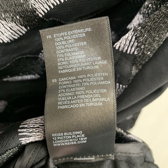 Reiss Mirte Embroidered Dress Black Gray Size 4 - Picture 6 of 7